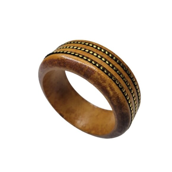 Round Gold Tone Bead Studded Bangle - Picture 3 of 11